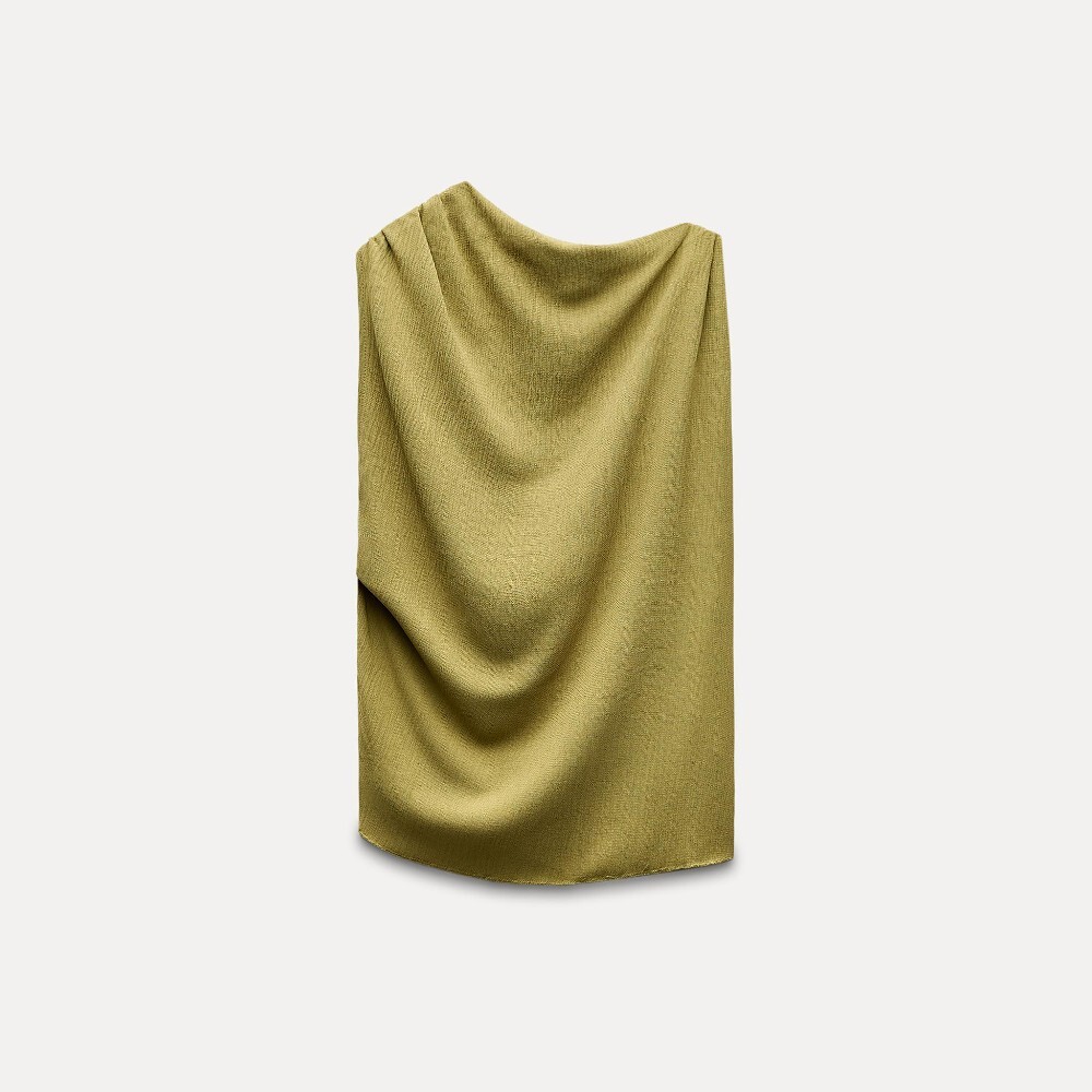 

Топ Zara Asymmetric Rustic, оливковый
