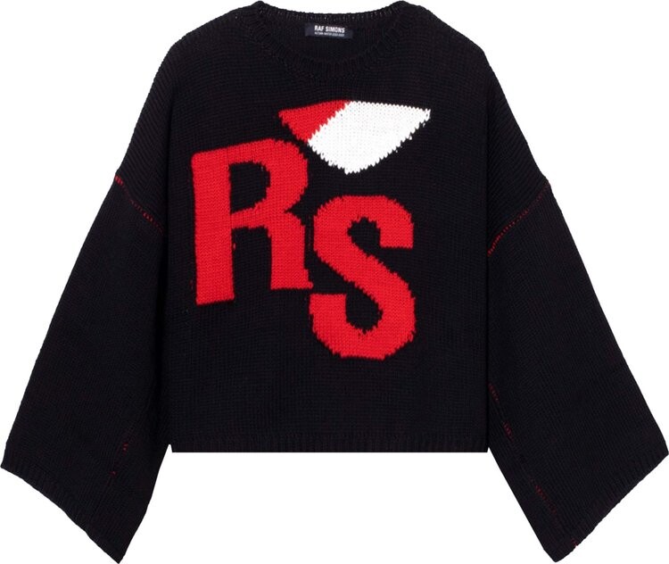 

Свитер Raf Simons Loose Fit Cropped Wool Jacquard Sweater 'Black', черный