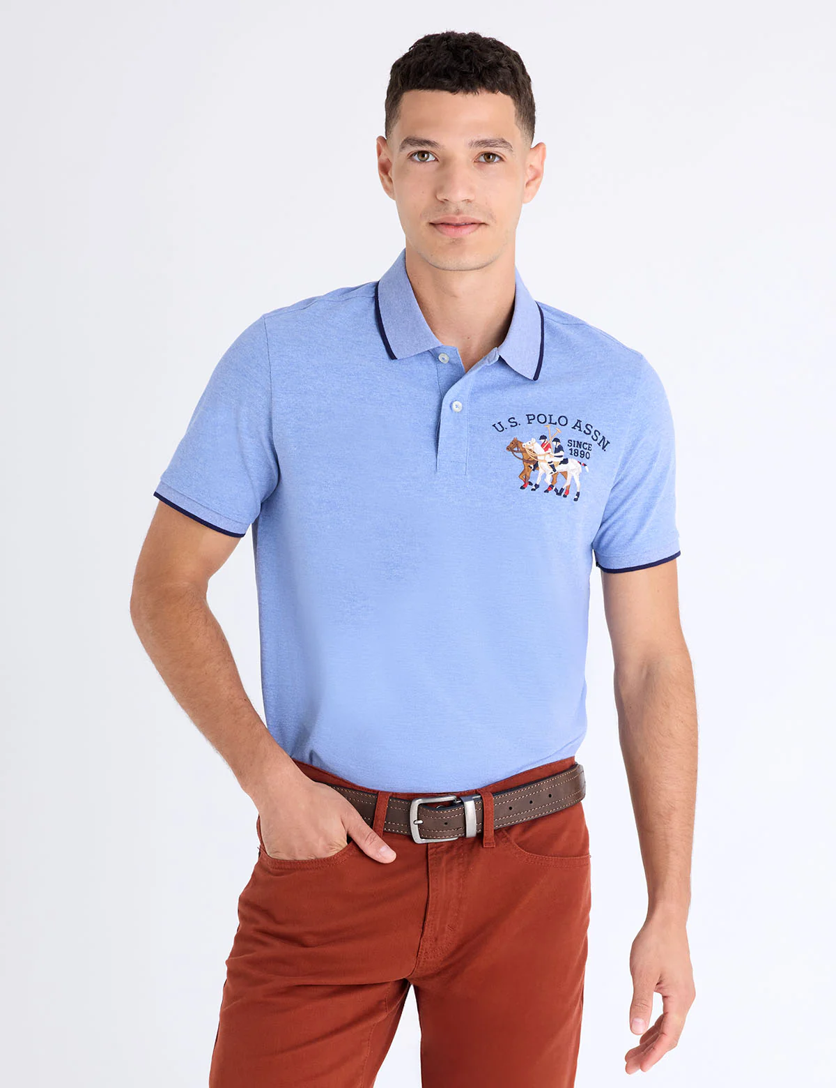 

Футболка-поло U.S. Polo Assn Pique With Logo Emblem, голубой