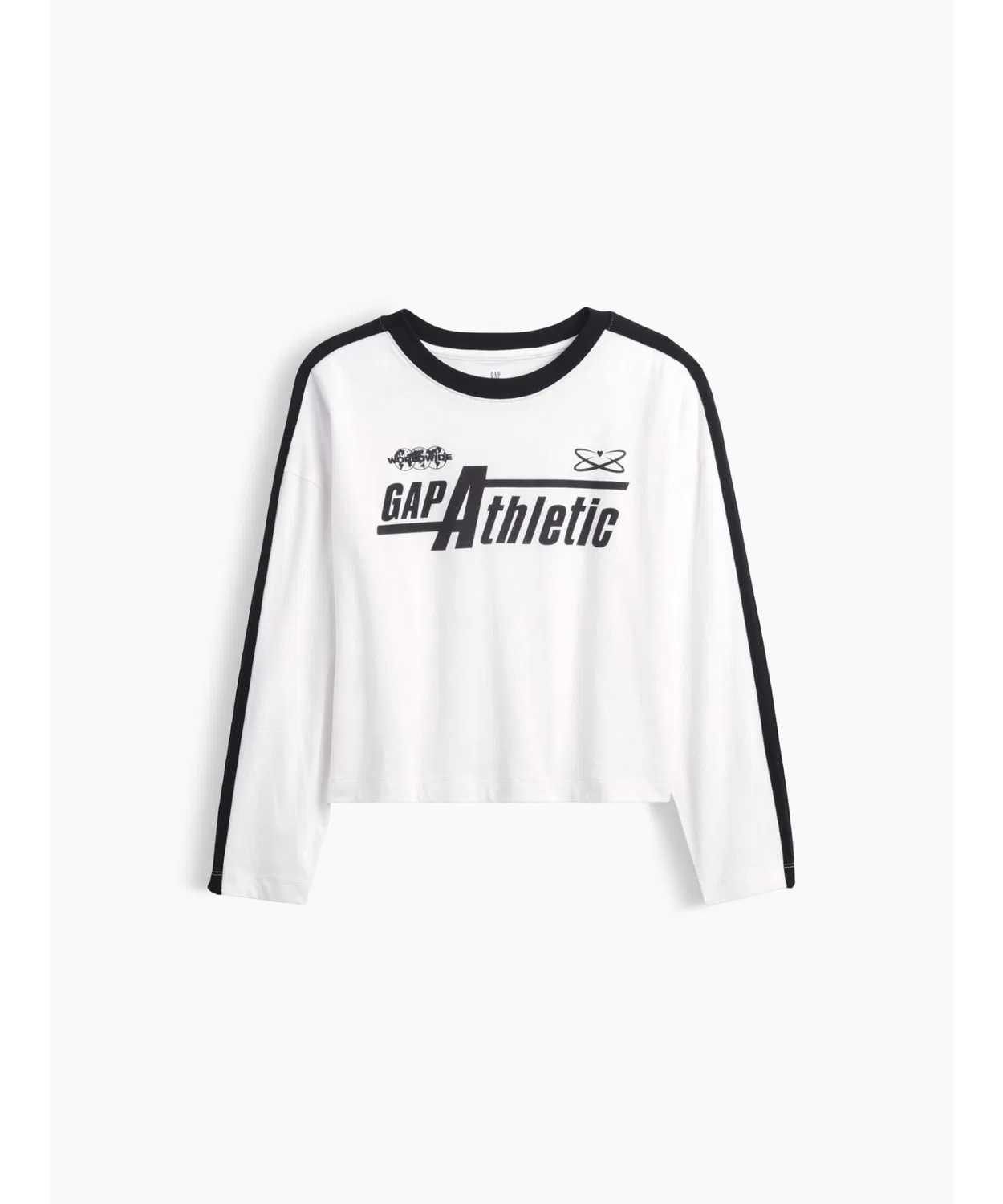 Детская футболка оверсайз с длинным рукавомGAP Athletic Logo GAP, Black — фото 4