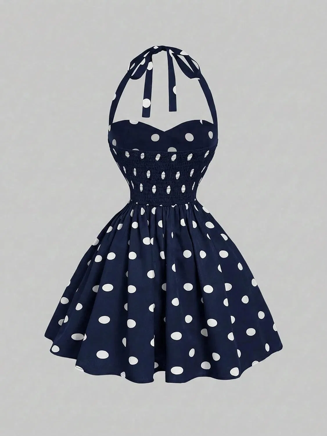 Женское летнее платье миди с горошком, Navy Blue — фото 2