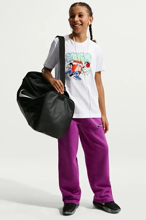 Детская футболка для девочек с принтом Sportswear Kids Tee Box Hoops Kids Tee Graphic Printed Children's T-Shirt Nike, White — фото 4