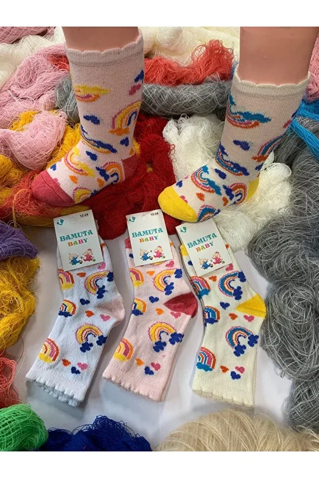 Детские носки хлопковые 3 шт Bamuta, Pink Cream White