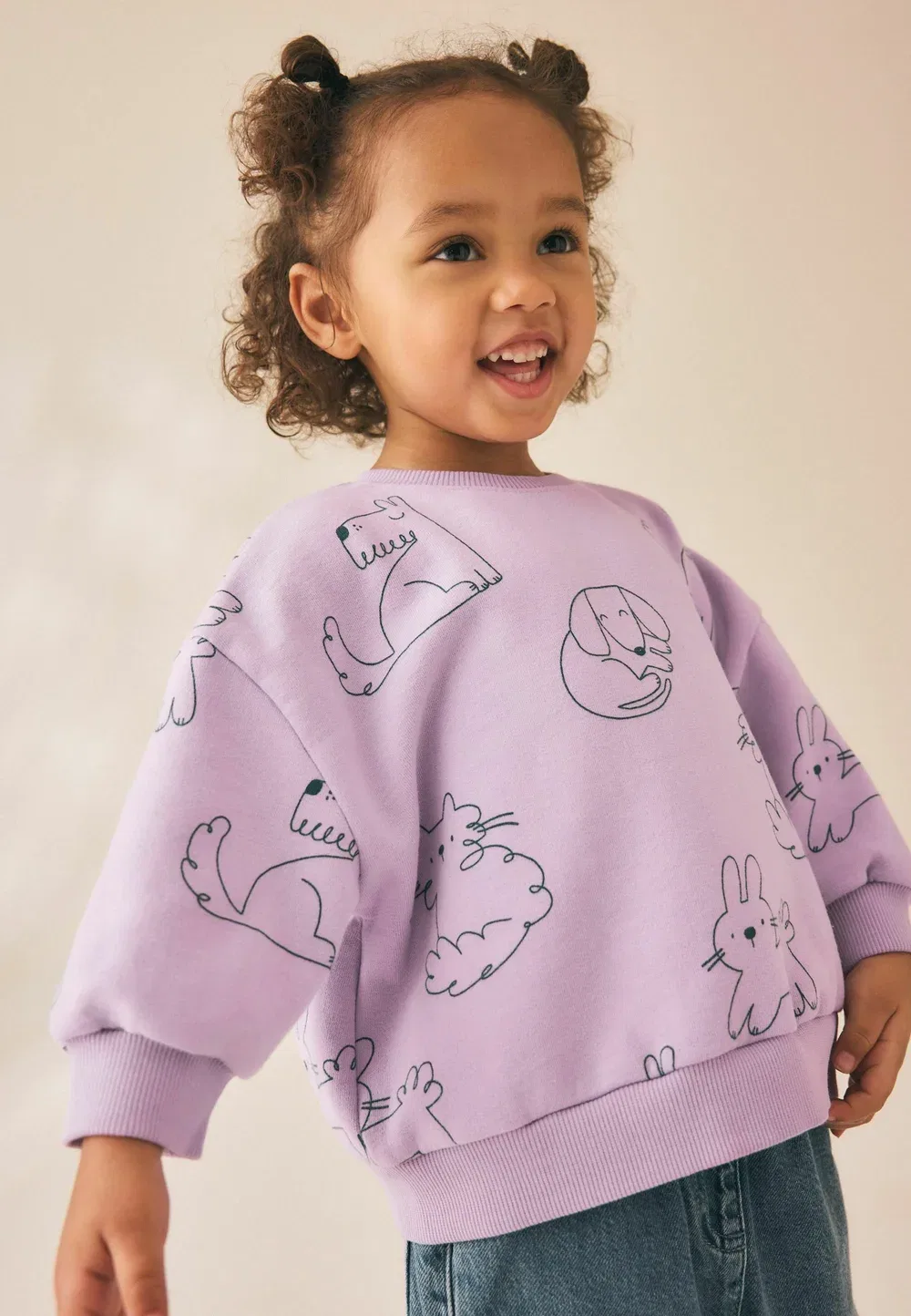 Толстовка с круглым вырезом, стандартного кроя Next, Lilac Purple Bunny — фото 2