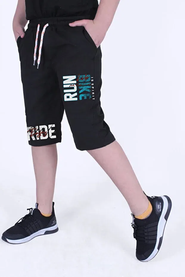 Детские шорты для мальчиков с принтом Bike printed Panios Kids, Black — фото 4
