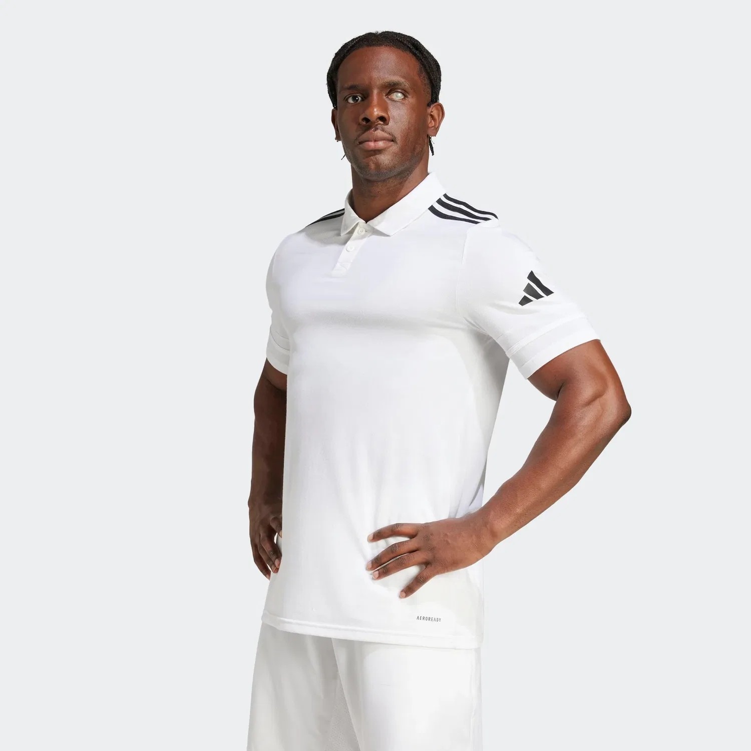 Мужское поло с коротким рукавом SQ25 C POLO Adidas Performance, White/Black — фото 2
