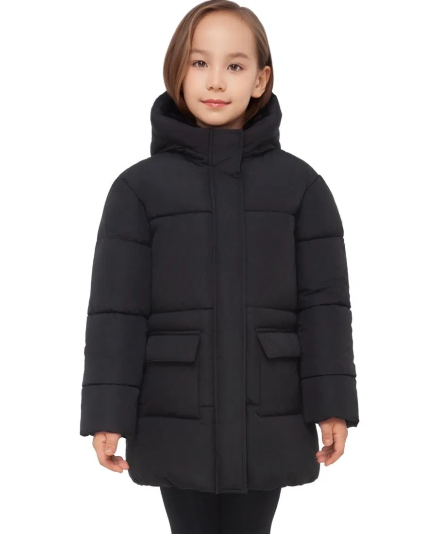 Детский длинный пуховик с капюшоном Madison Rokka&Rolla, Black