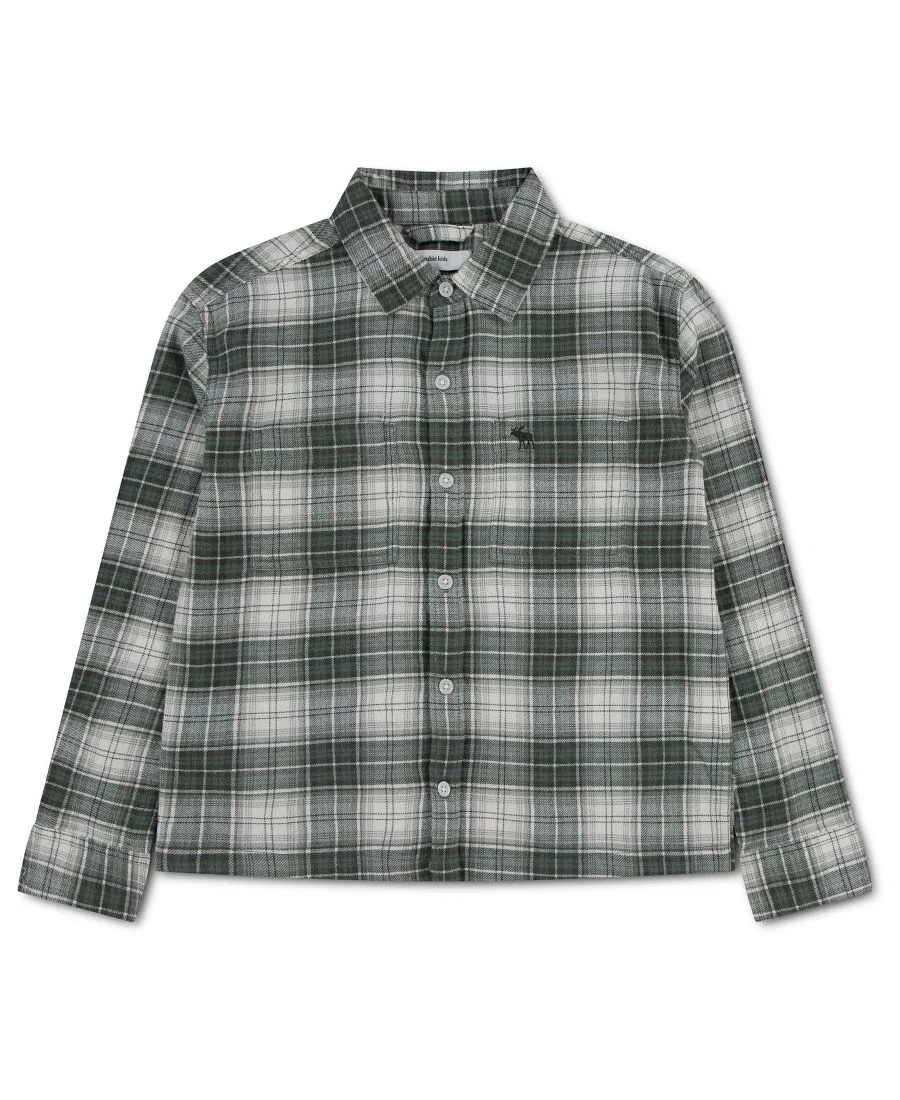 Фланелевая рубашка с длинным рукавом Coastal Local Flannel Plaid abercrombie kids, Laurel Wreath