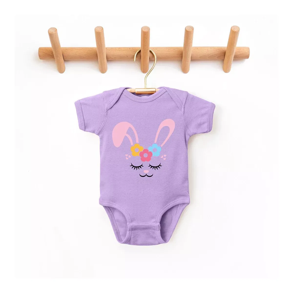 Детское боди с коротким рукавом Bunny Face With Flowers The Juniper Shop, Lavender