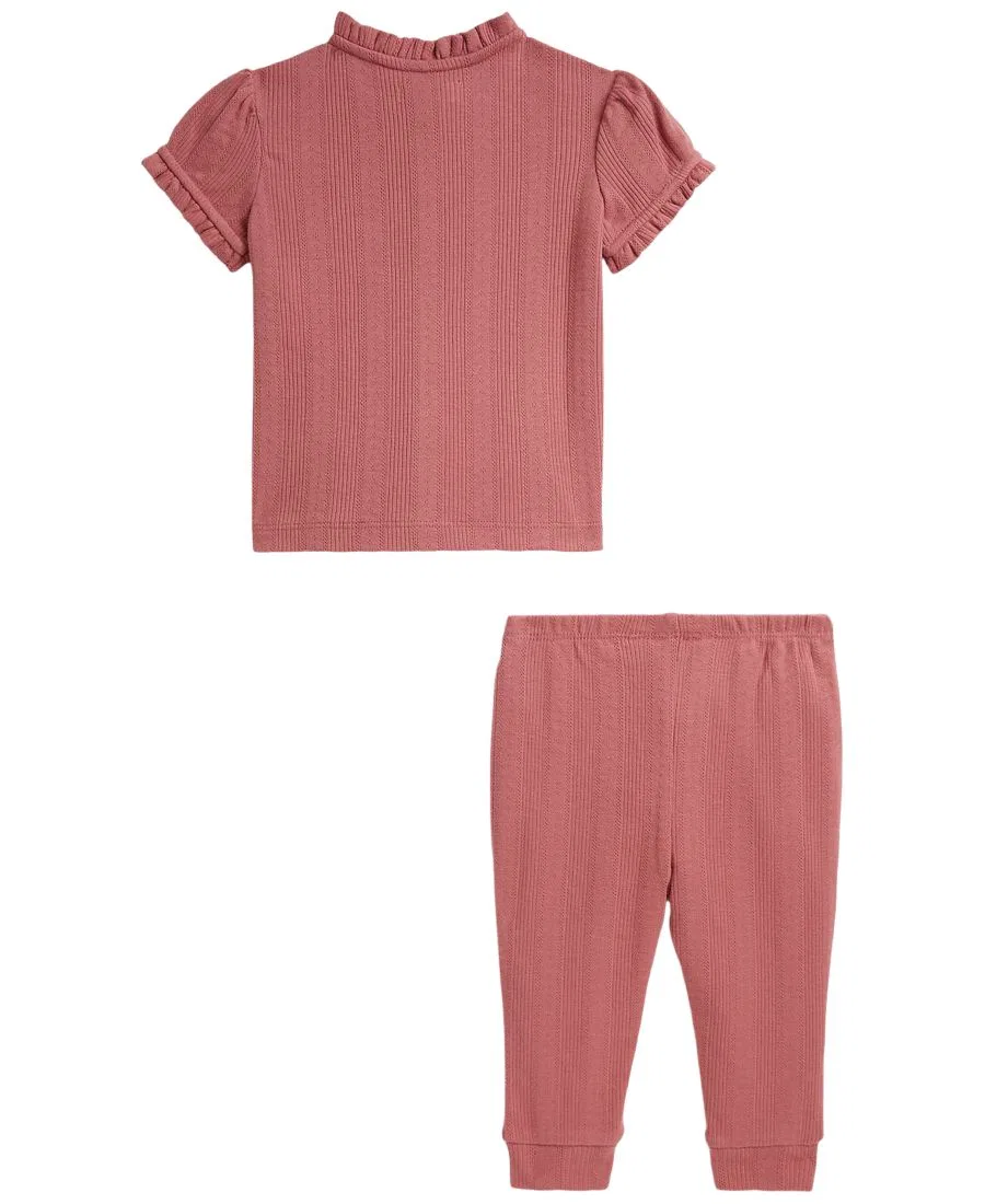 Комплект из топа и леггинсов с рюшами и ажурным вязанием Polo Ralph Lauren, Canvas Pink — фото 2