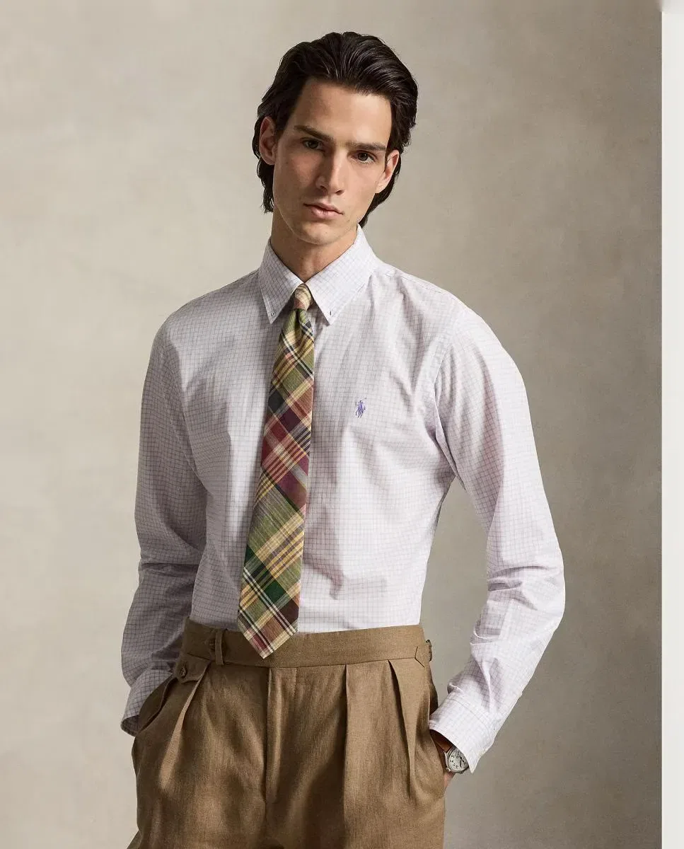 Мужская рубашка из поплина с эластичным Regular Fit Polo Ralph Lauren, Morado