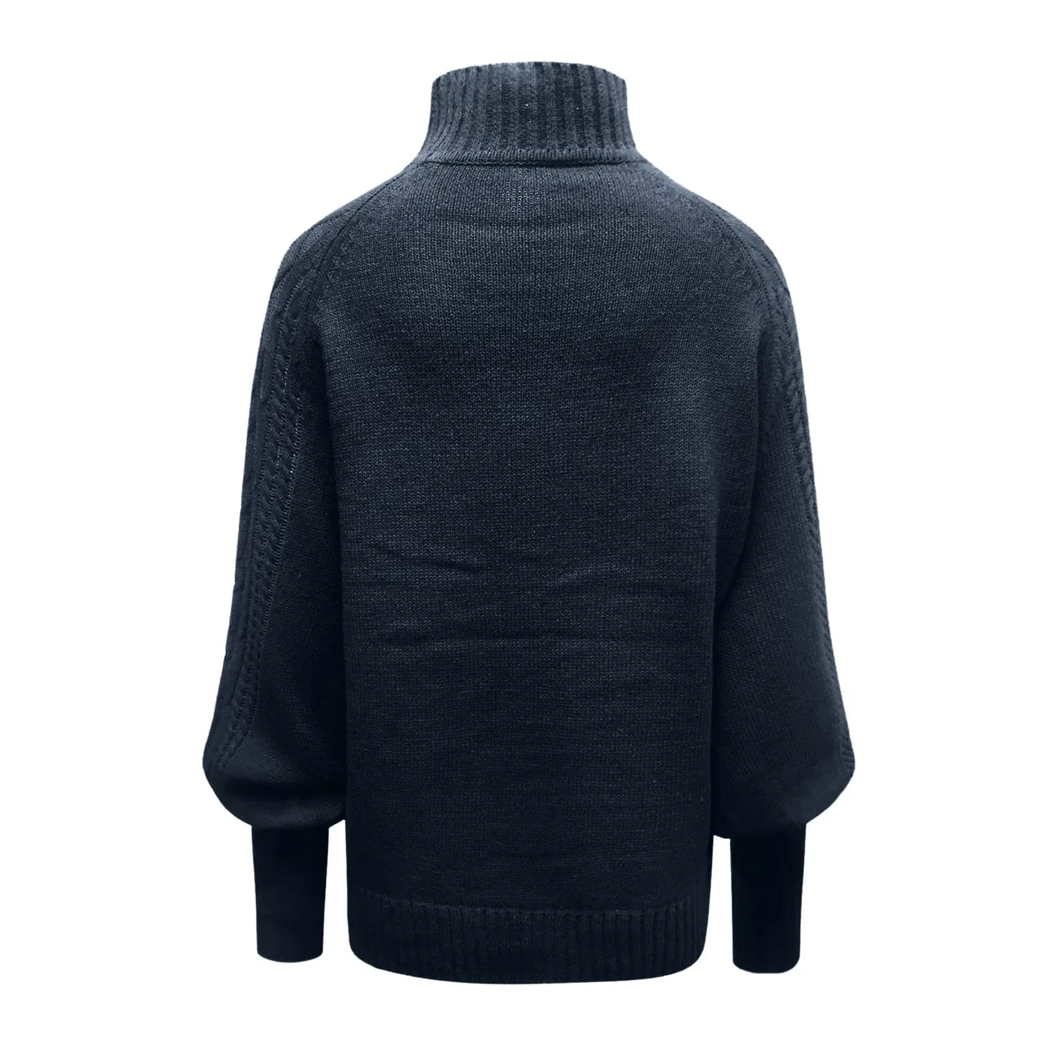 Женский свитер свободного кроя с круглым вырезом, Dark Blue — фото 4