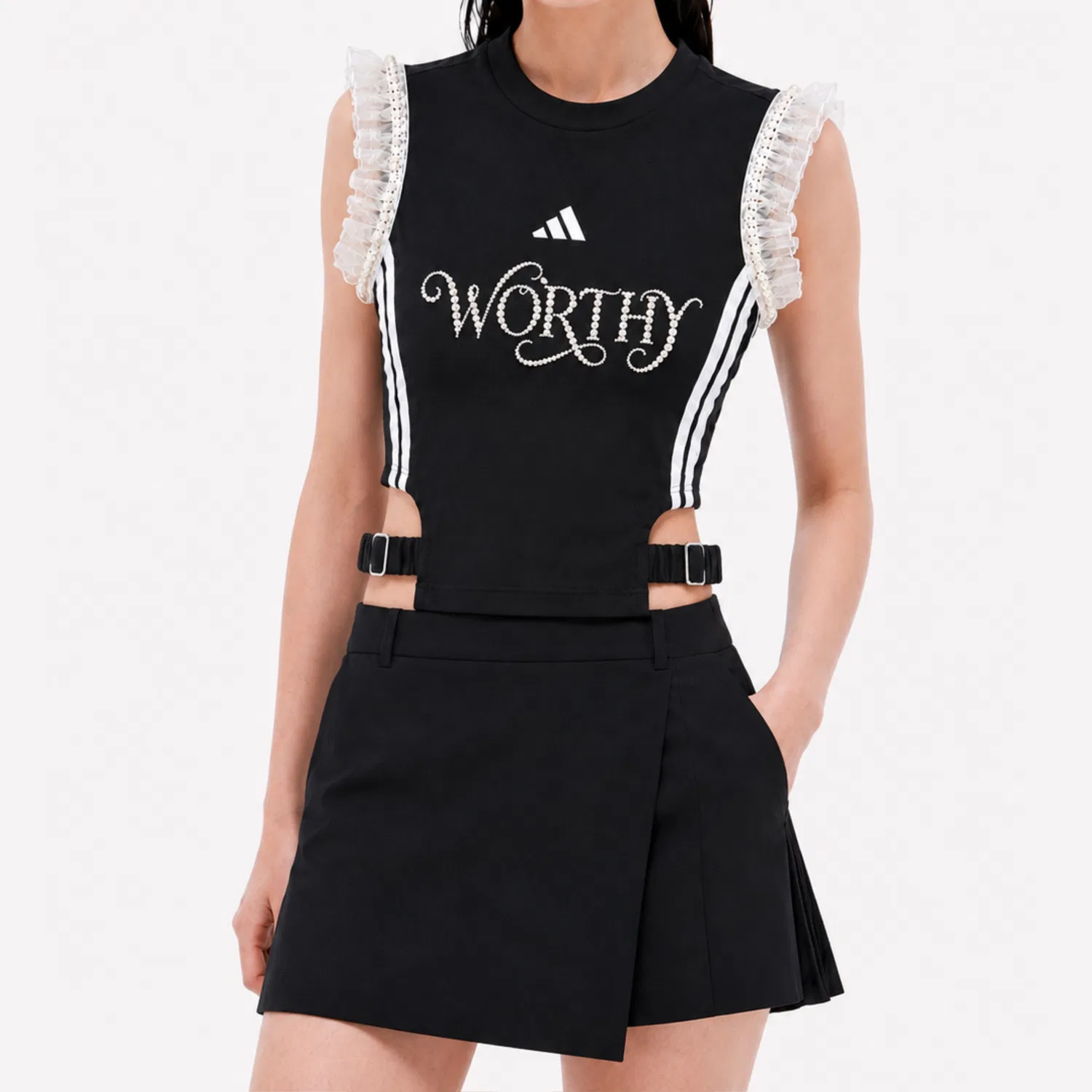 Футболка, Pearlescent Sheer Curtain-Black, Adidas — фото 4