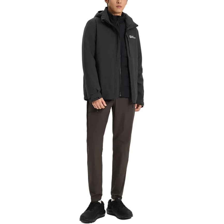 Детская ветровка непромокаемая ветрозащитная с принтом JACK WOLFSKIN, Dark Gray — фото 4