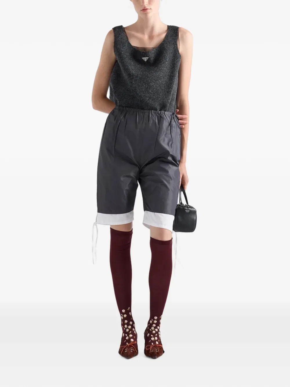 Бермуды из тафты Prada, серый — фото 2