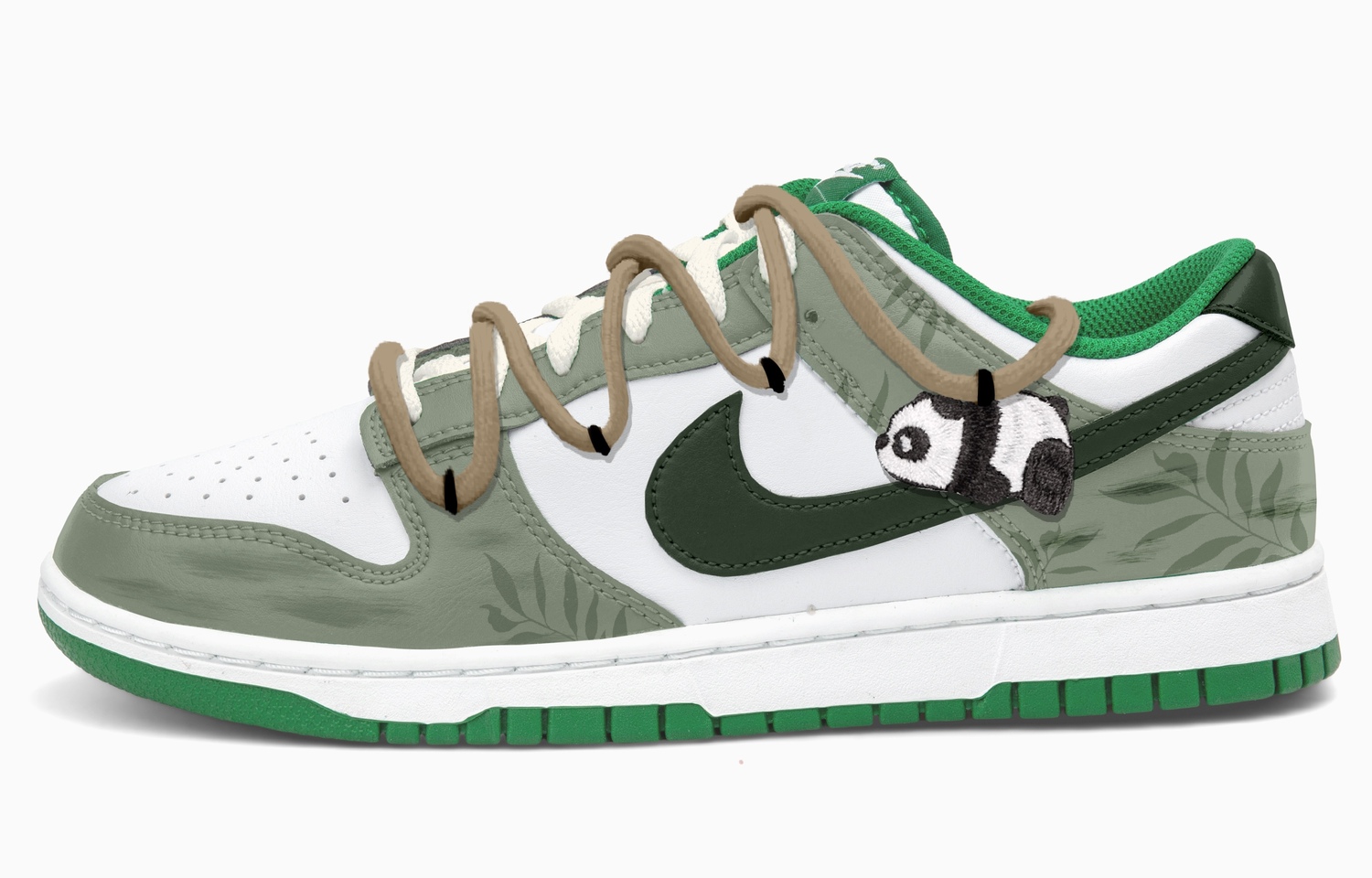 

Nike Мужские низкие скейтбордистские кроссовки Dunk, черный с зелеными элементами