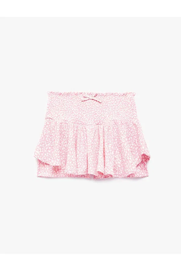 Детские шорты для девочек с принтом Bowknot floral patterned pleated pink girls' shorts 6skg40177ak Koton, Pink Patterned