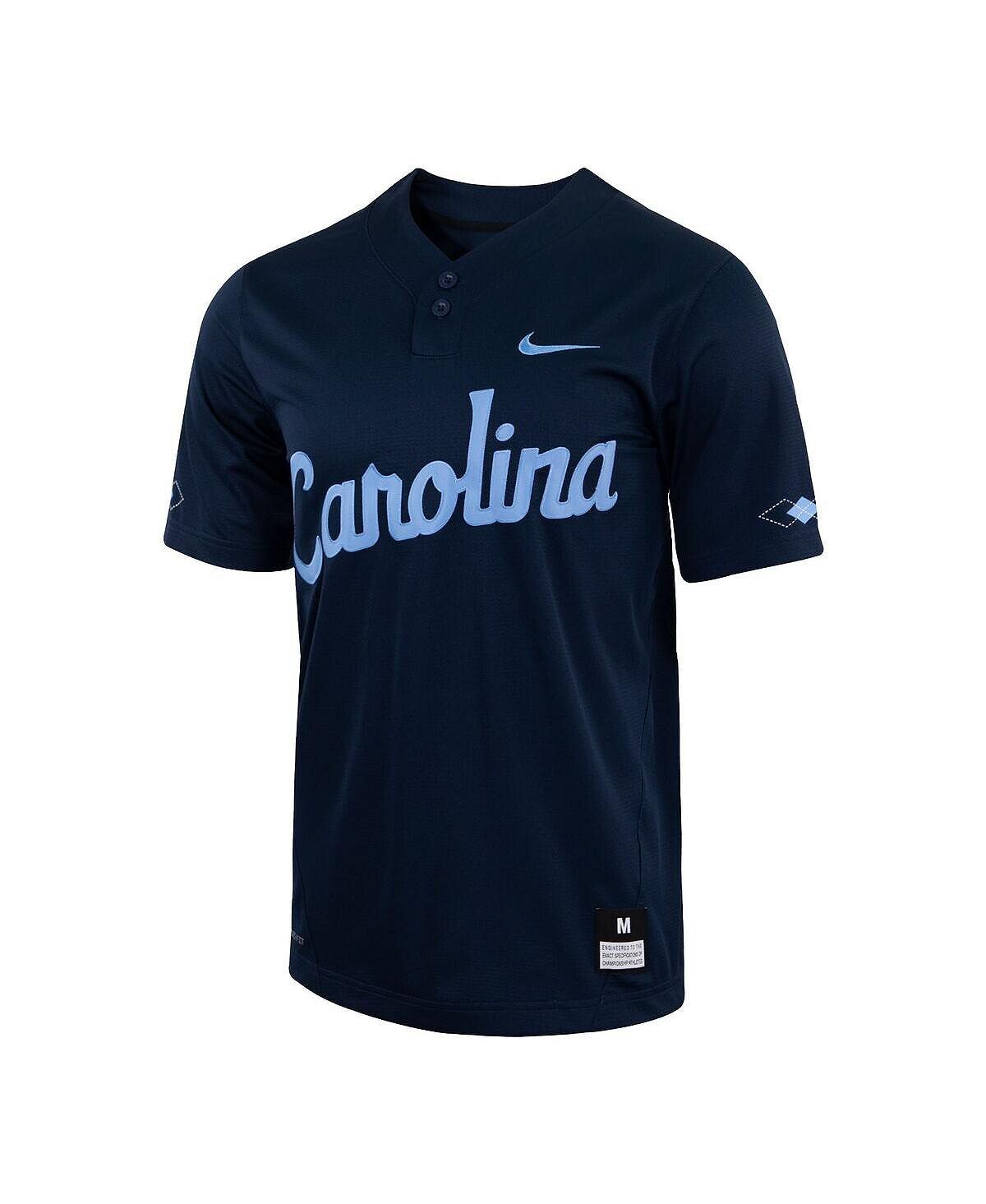 Мужская бейсбольная майка темно-синего цвета north carolina tar heels с двумя пуговицами Nike, синий — фото 4