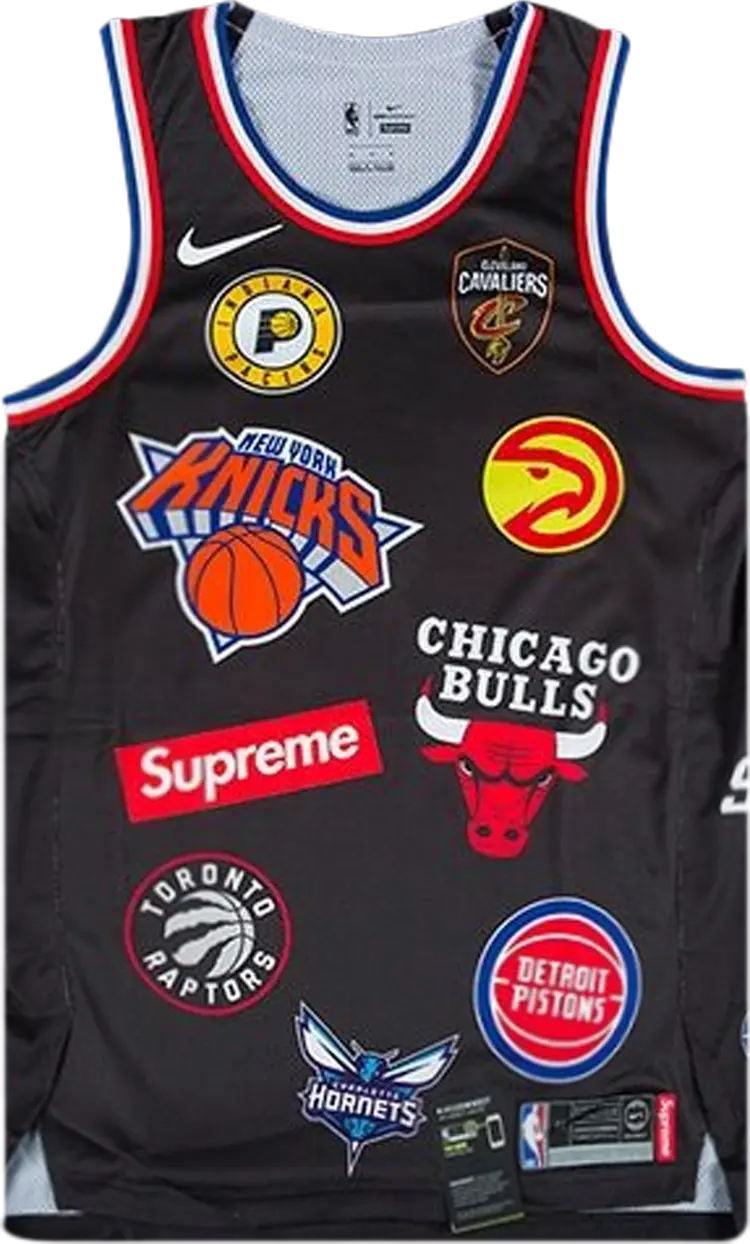 

Футболка Supreme x Nike x NBA Teams Authentic Jersey 'Black', черный