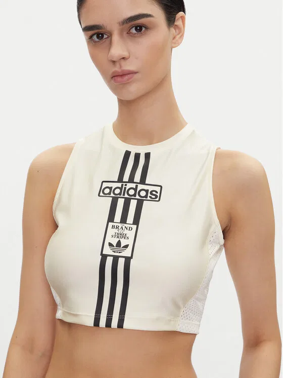 Топ slim fit Adibreak Adidas, кремовый — фото 4