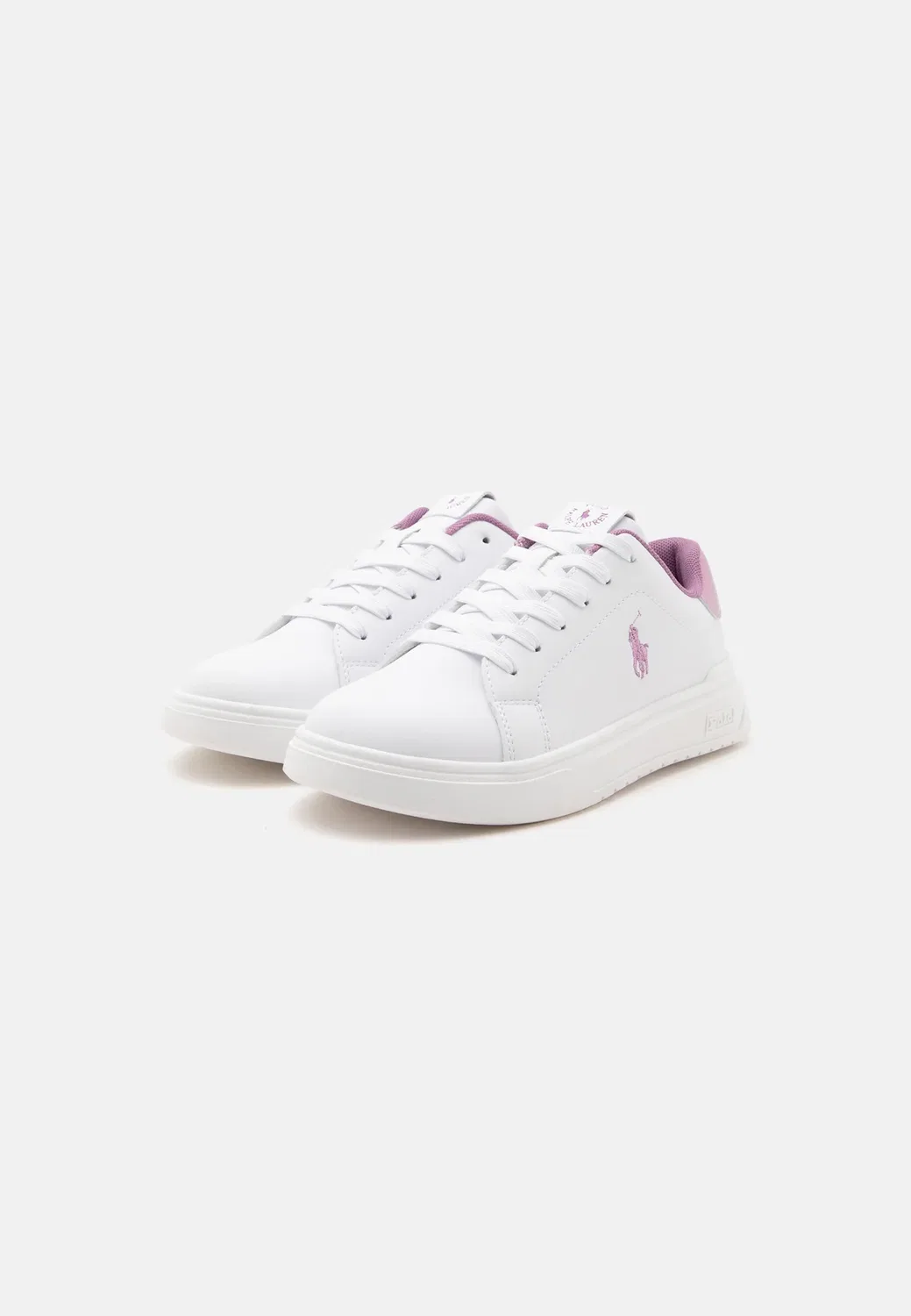 Детские кроссовки Heritage Court Super Kids Teens Unisex Polo Ralph Lauren, White/Pink Orchid Metallic/Pink Orchid — фото 2
