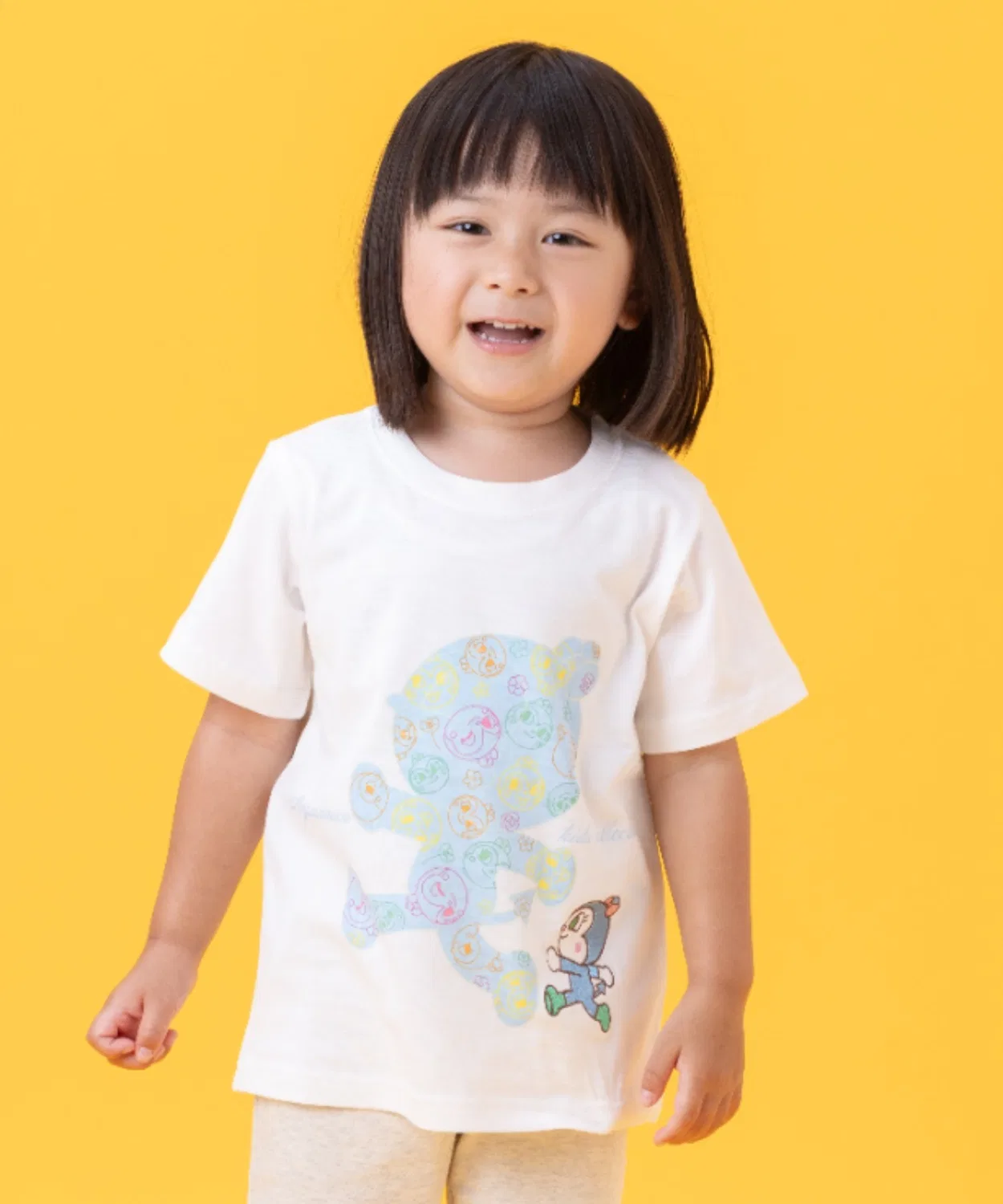 Детская футболка с принтом и вышивкой Koginchan ANPANMAN KIDS COLLECTION, Off White