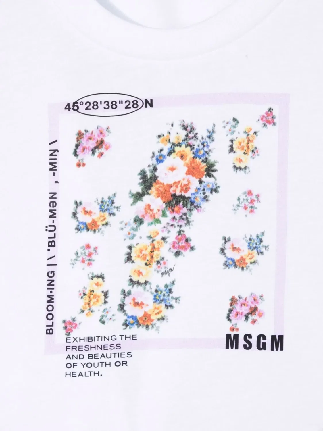Футболка с цветочным принтом MSGM, белый — фото 3