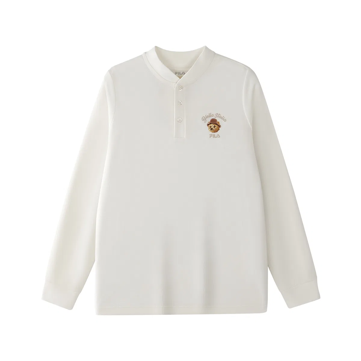 Детская футболка с воротником-стойкой FILA KIDS Henry Collar Thickened, Cloud White