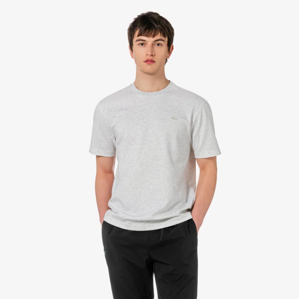 Мужская базовая футболка меланжевого серого цвета от Lacoste