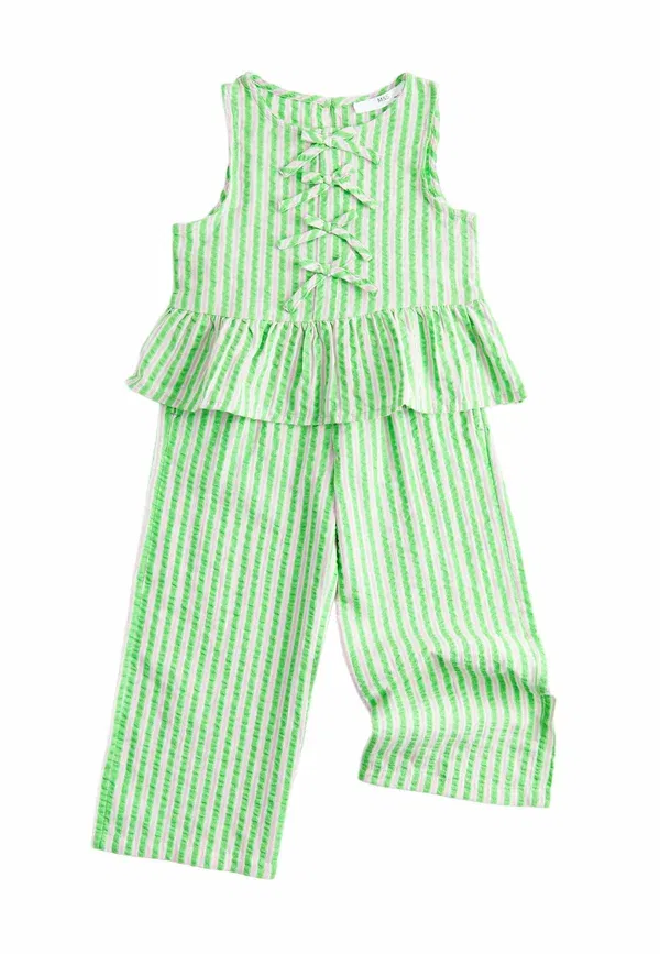 Комплект из футболки и брюк, хлопок, полоска, 2 piece pure cotton striped outfit, Marks & Spencer, Multi, мультиколор