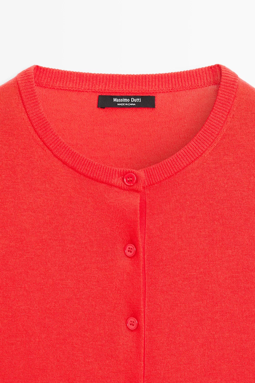 Кардиган Massimo Dutti Fine-Knit Round Neck, оранжевый — фото 4