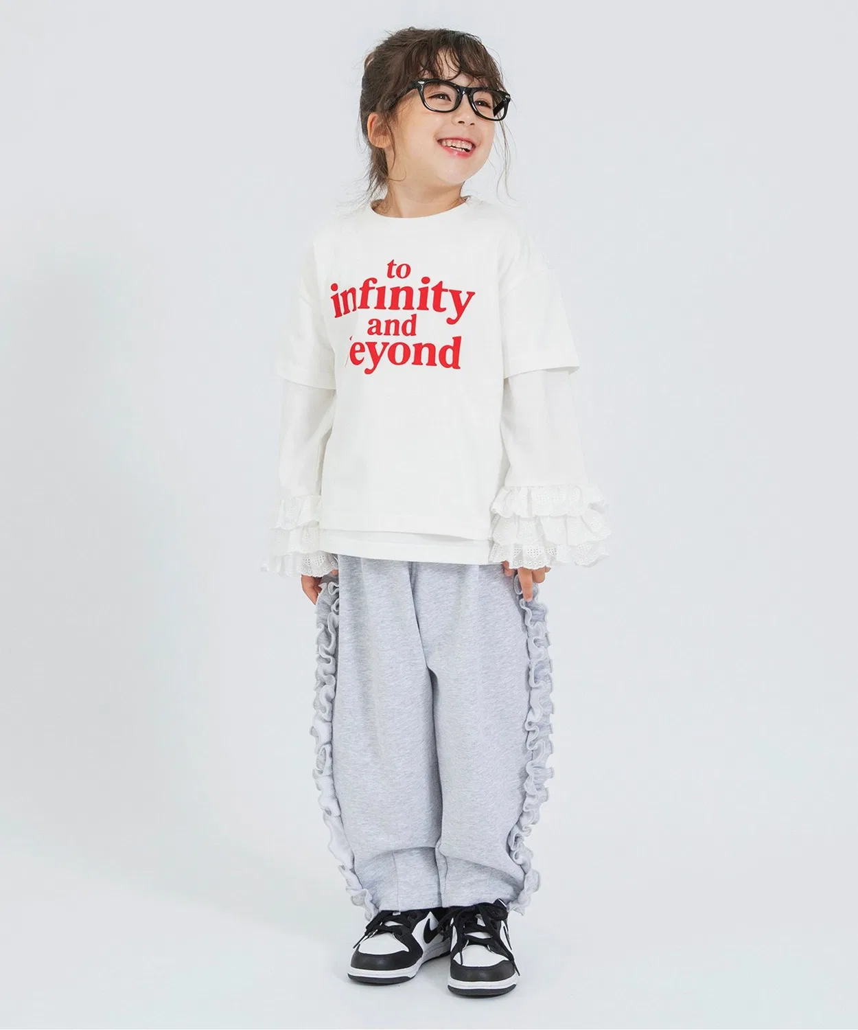 Детский комплект из двух лонгсливов с кружевной отделкой по низу BREEZE, Off White — фото 2