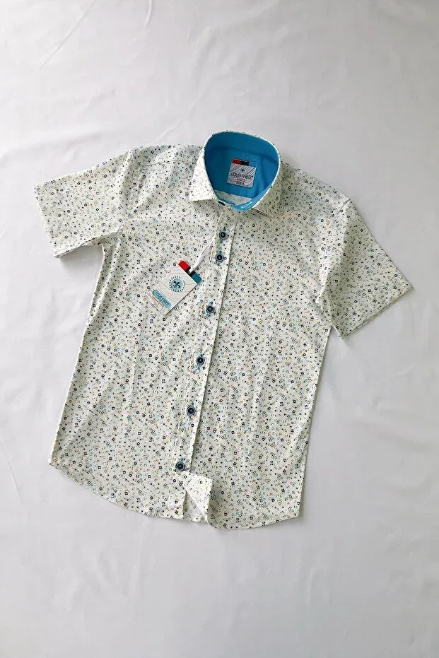 Детская рубашка для мальчиков с коротким рукавом Little floral short sleeve children's shirt Louis Kids, Blue — фото 2