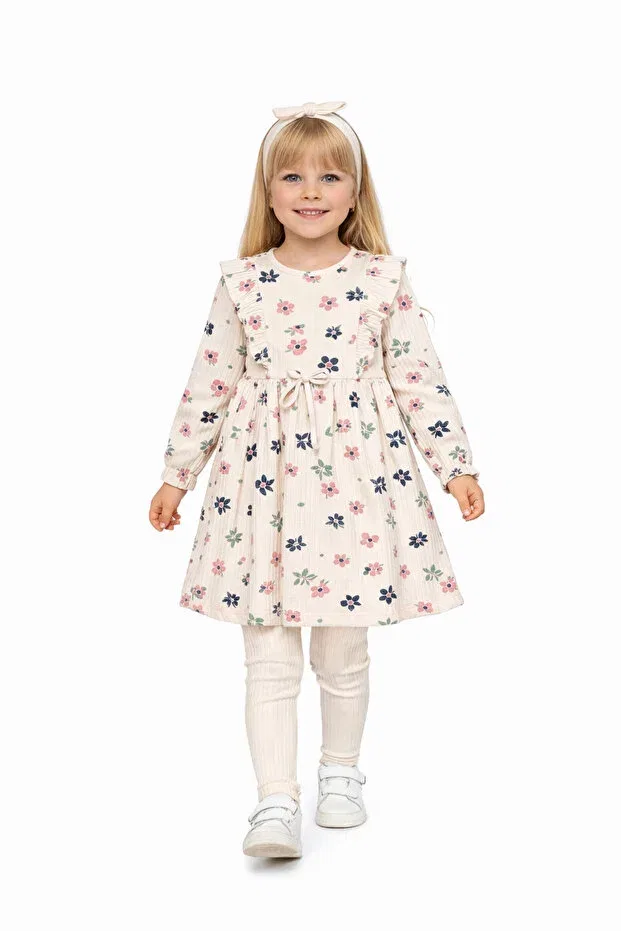Детское платье для девочек с принтом Minella Kids, White