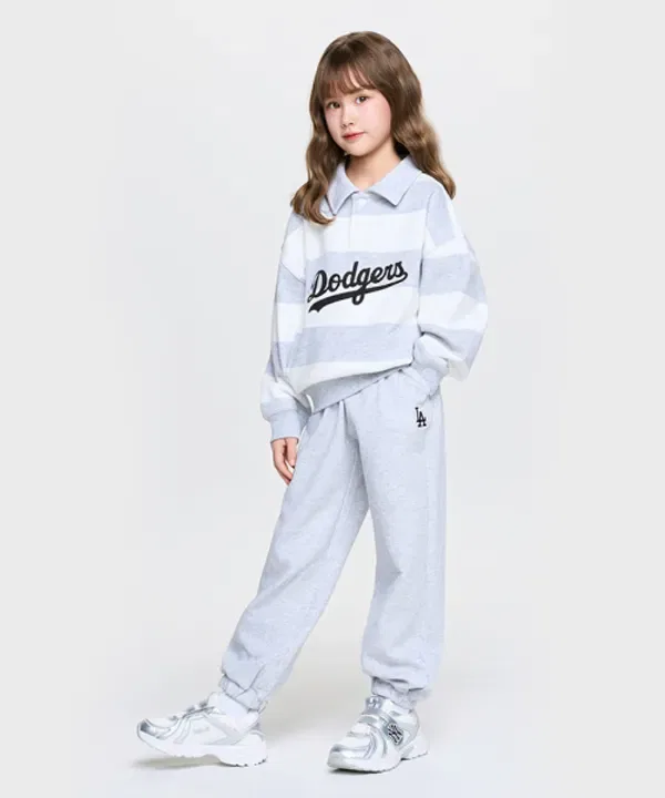 Спортивный костюм с поло и полосами, SPORTIVE VARSITY Mlb Kids, светло-серый меланж — фото 4
