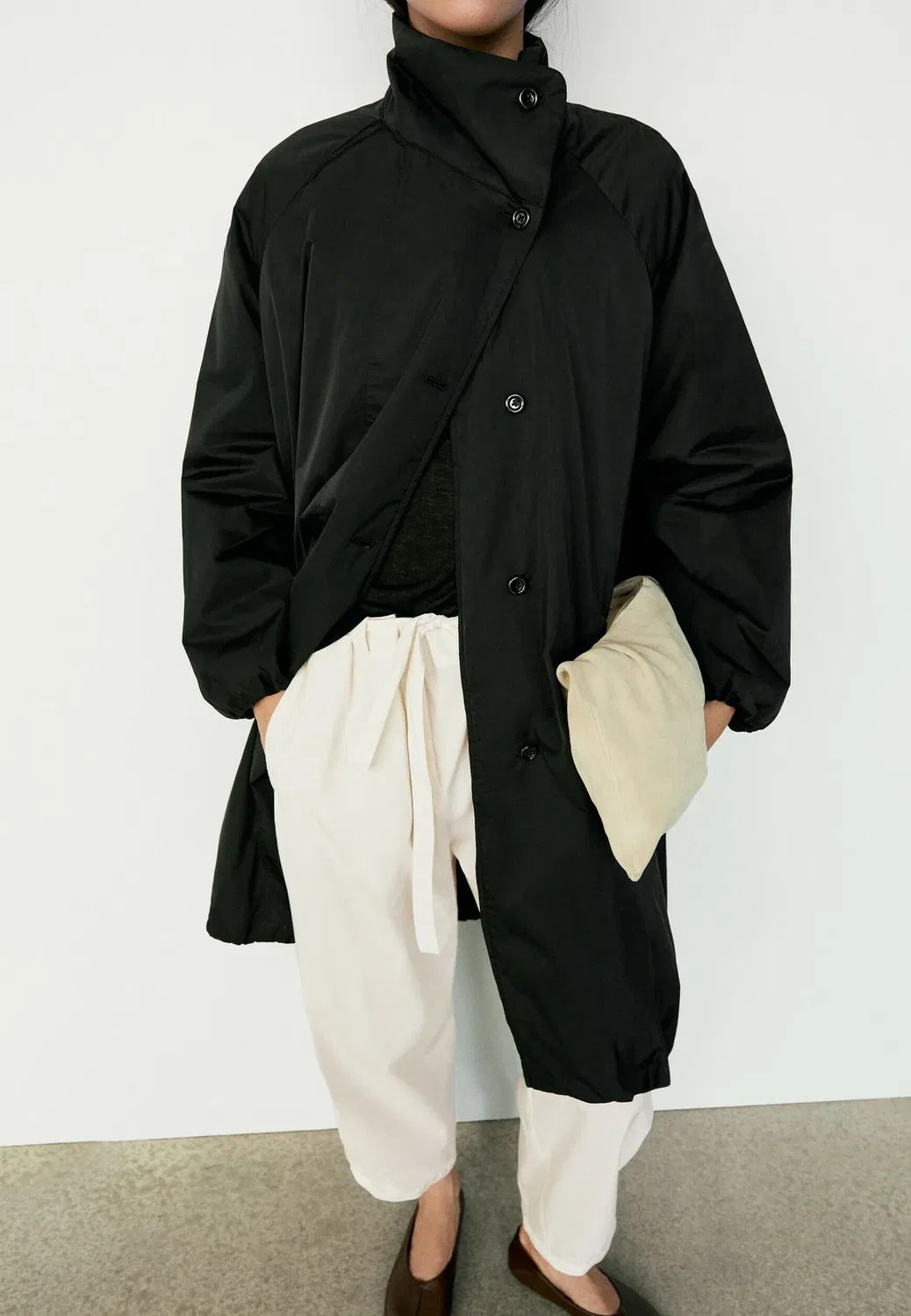 Пуховая куртка с высоким воротником - зимнее пальто Massimo Dutti, Black — фото 3