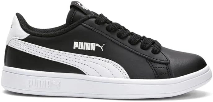 Детские кожаные кроссовки для мальчиков Smash V2 PUMA, Black/White — фото 2