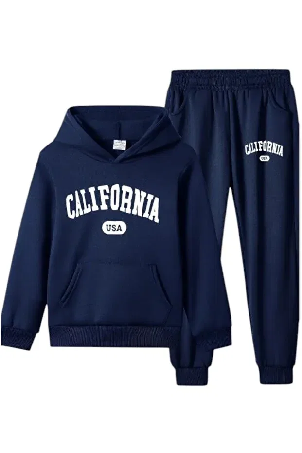 Детский комплект из толстовки и брюк с принтом California Han Elegant, Navy Blue