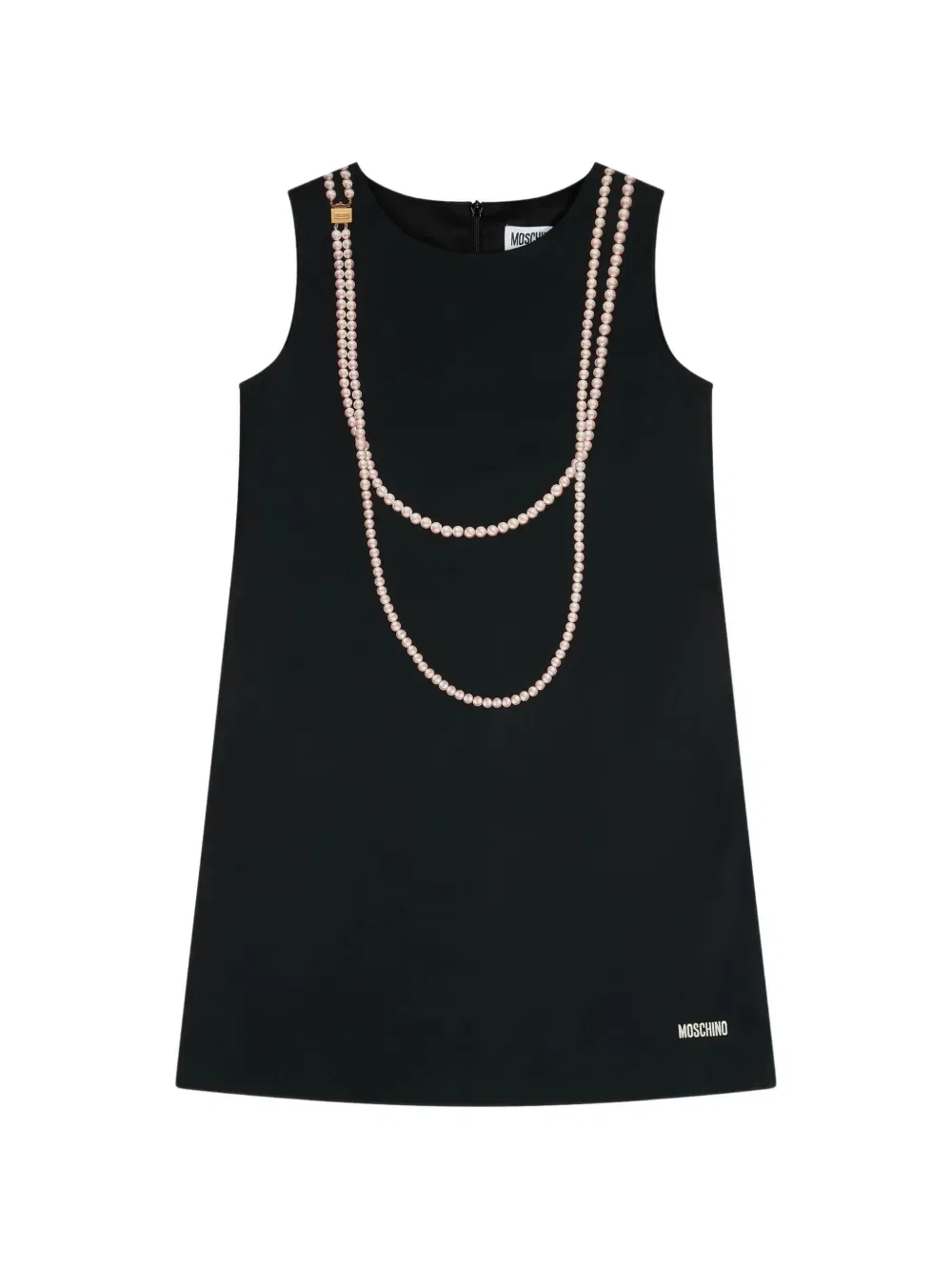Платье с жемчужным принтом Moschino Kids, черный
