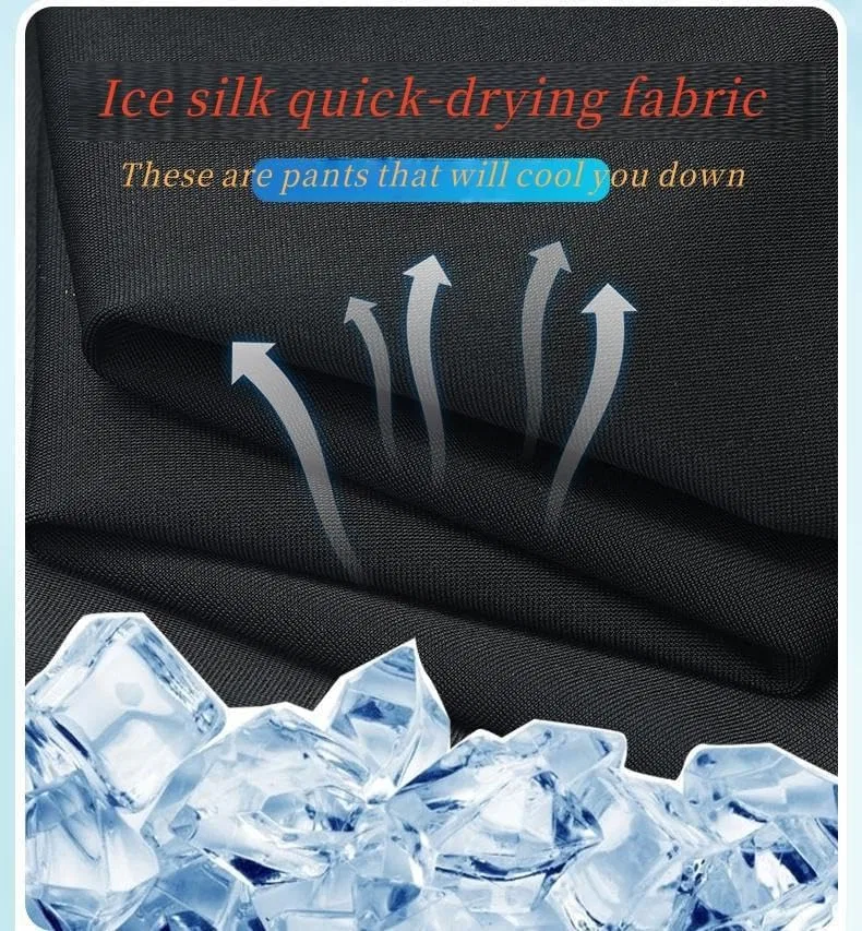 Мужские брюки прямого кроя со стретч-поясом, модель Summer Ice Silk, синий — фото 3