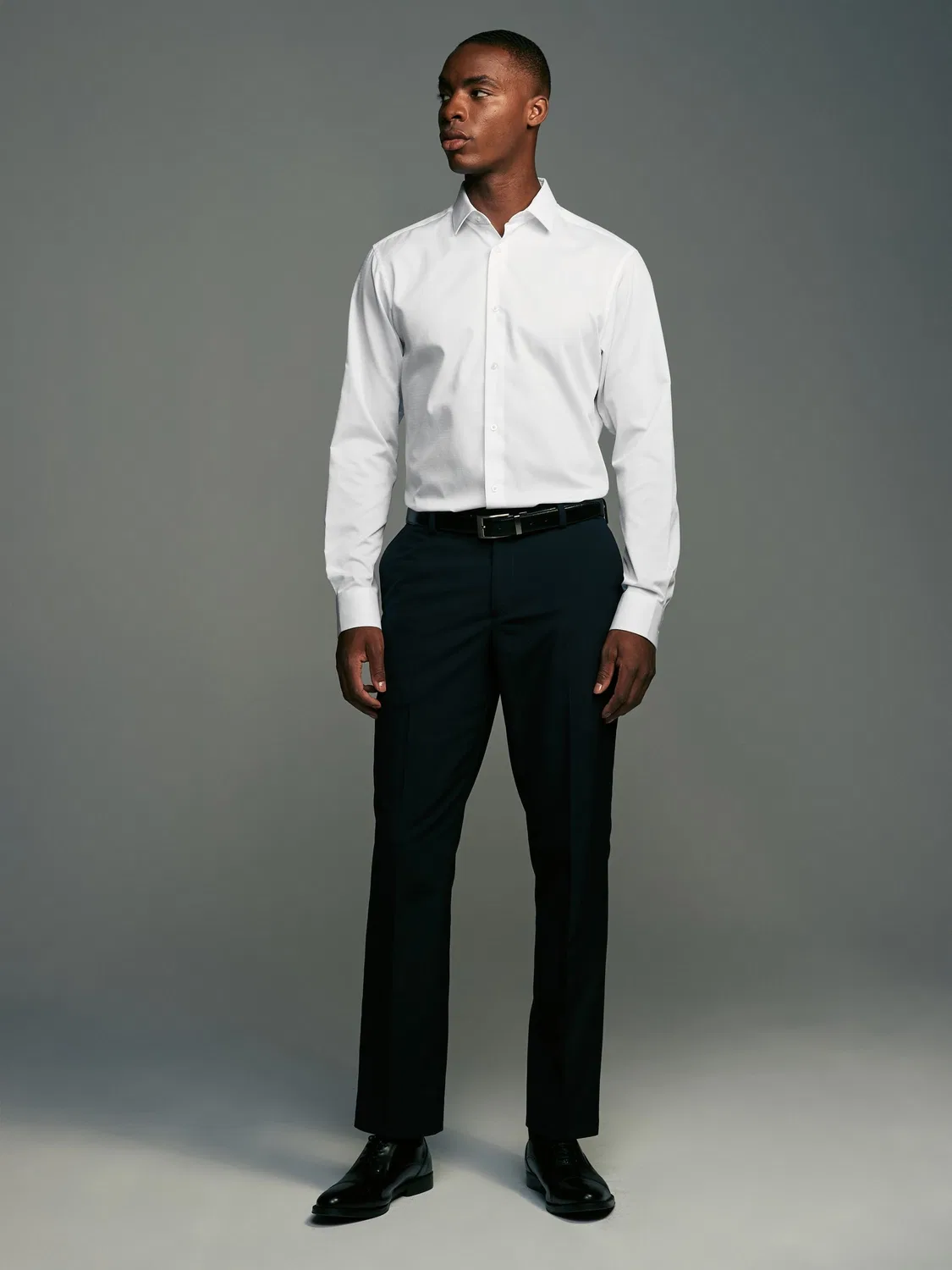 Рубашка повседневная, slim fit, White Easy Care Textured Next, белый — фото 4