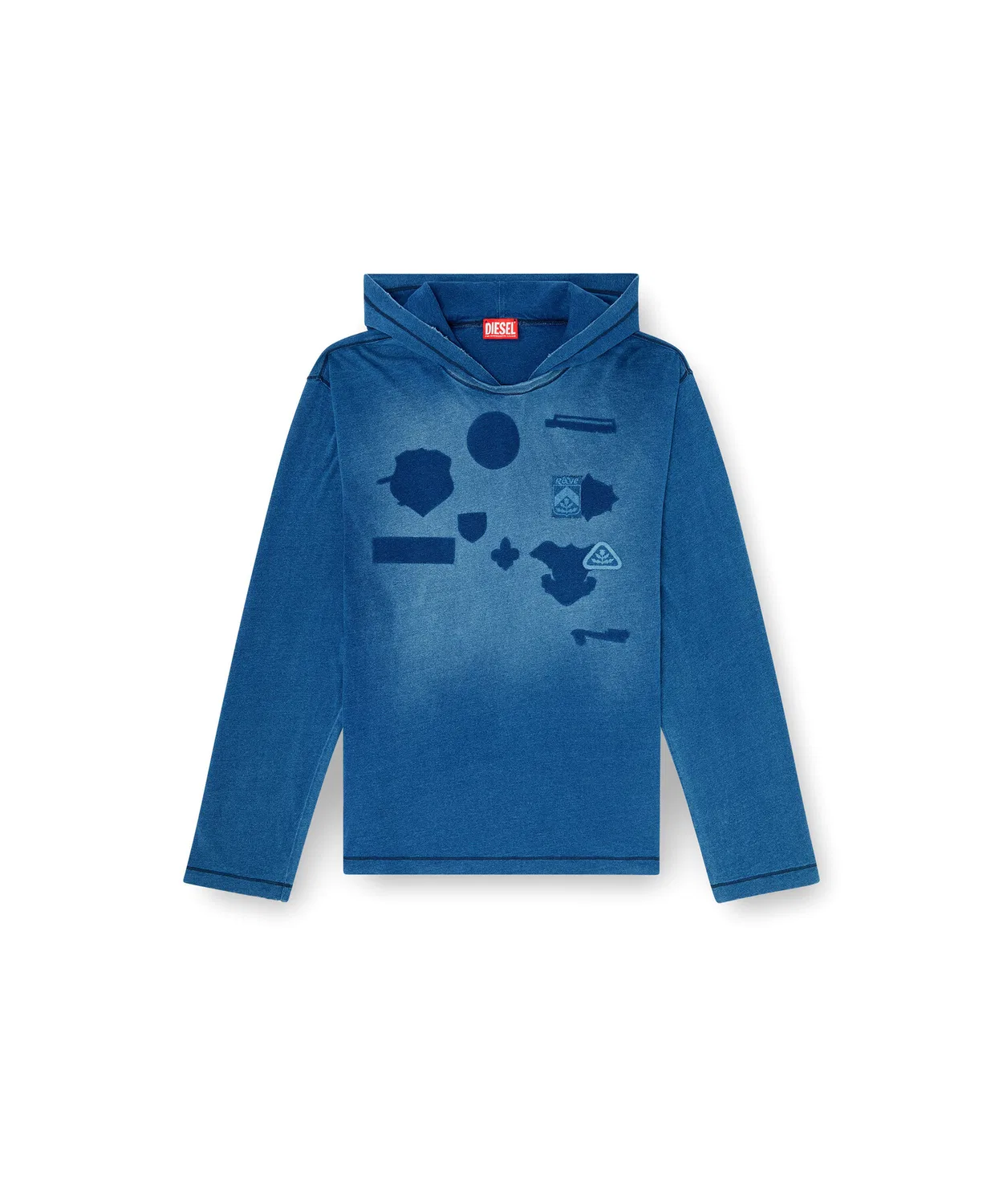 Мужская футболка с капюшоном и длинным рукавом T-NOX-LS-HOOD DIESEL, Indigo Blue — фото 4