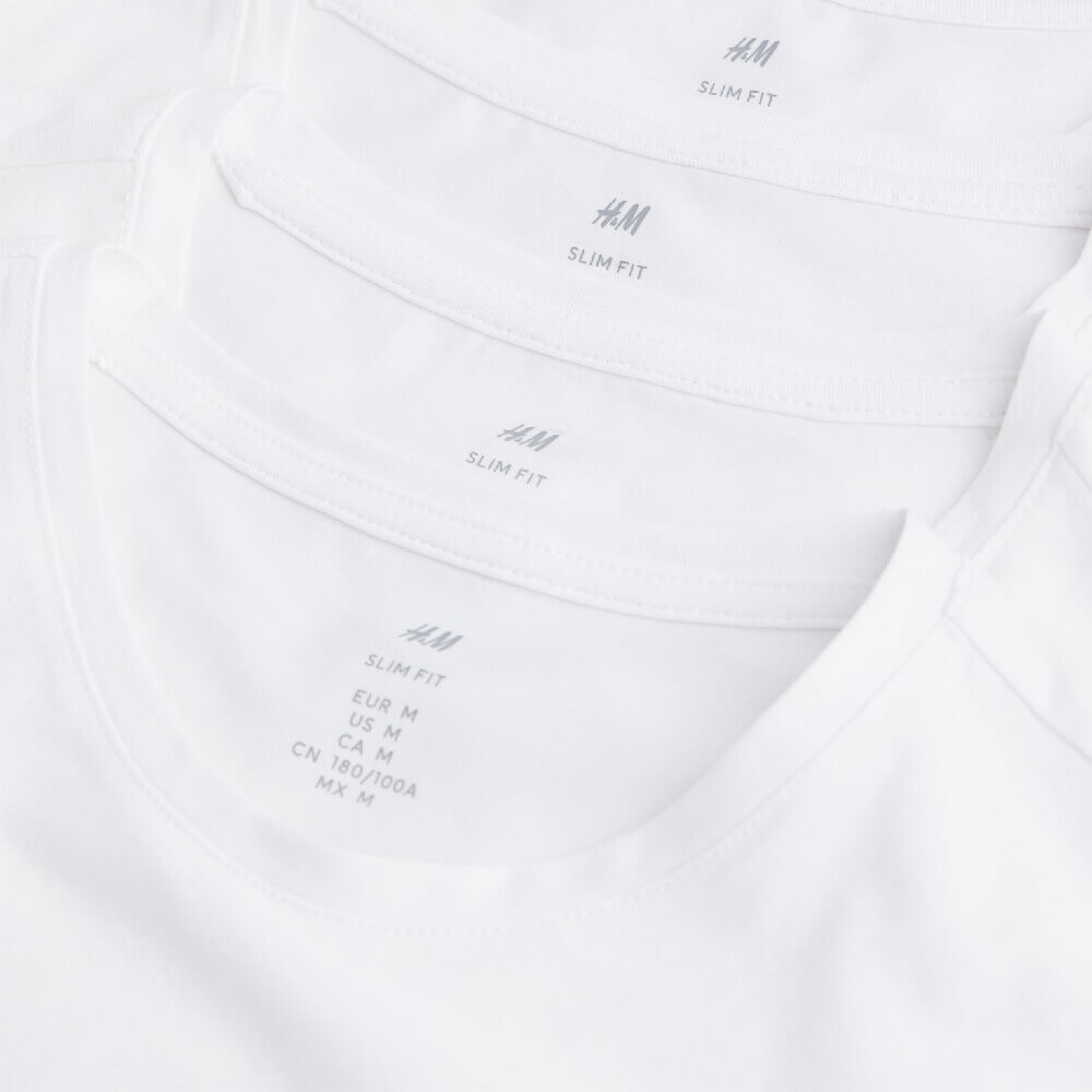 Комплект белых футболок H&M Slim Fit, 5 шт. — фото 3