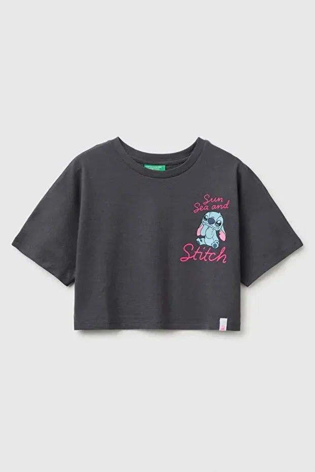 Детская футболка для девочек с принтом Lilo & Stitch United Colors Of Benetton, Brown