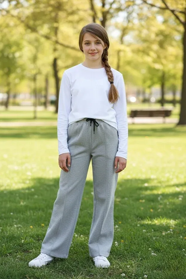 Детские спортивные штаны для девочек прямого кроя Armicem, White-Grey