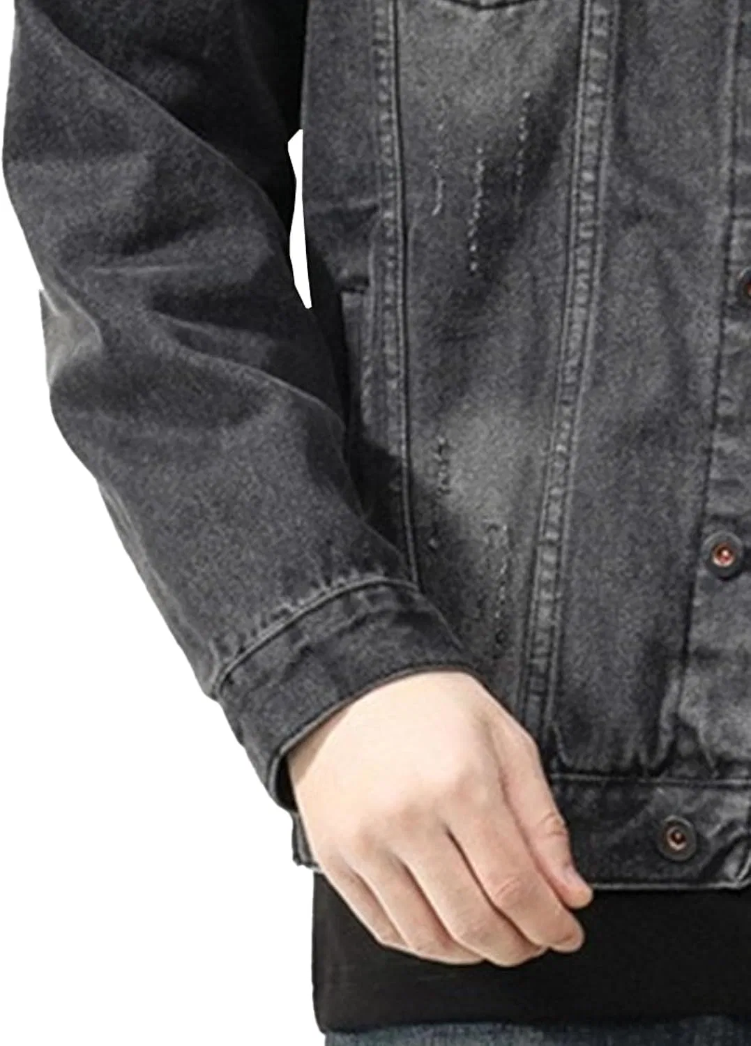 Мужская классическая джинсовая куртка с принтом, Slim Fit, чёрный — фото 3