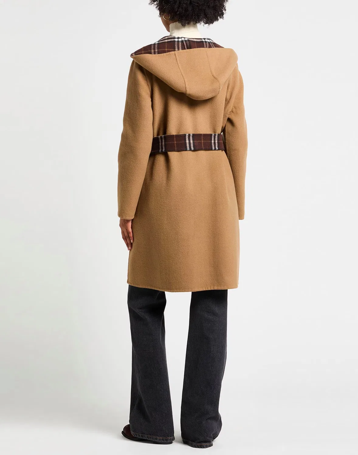 Женское двустороннее пальто с поясом и капюшоном Burberry, коричневый — фото 3