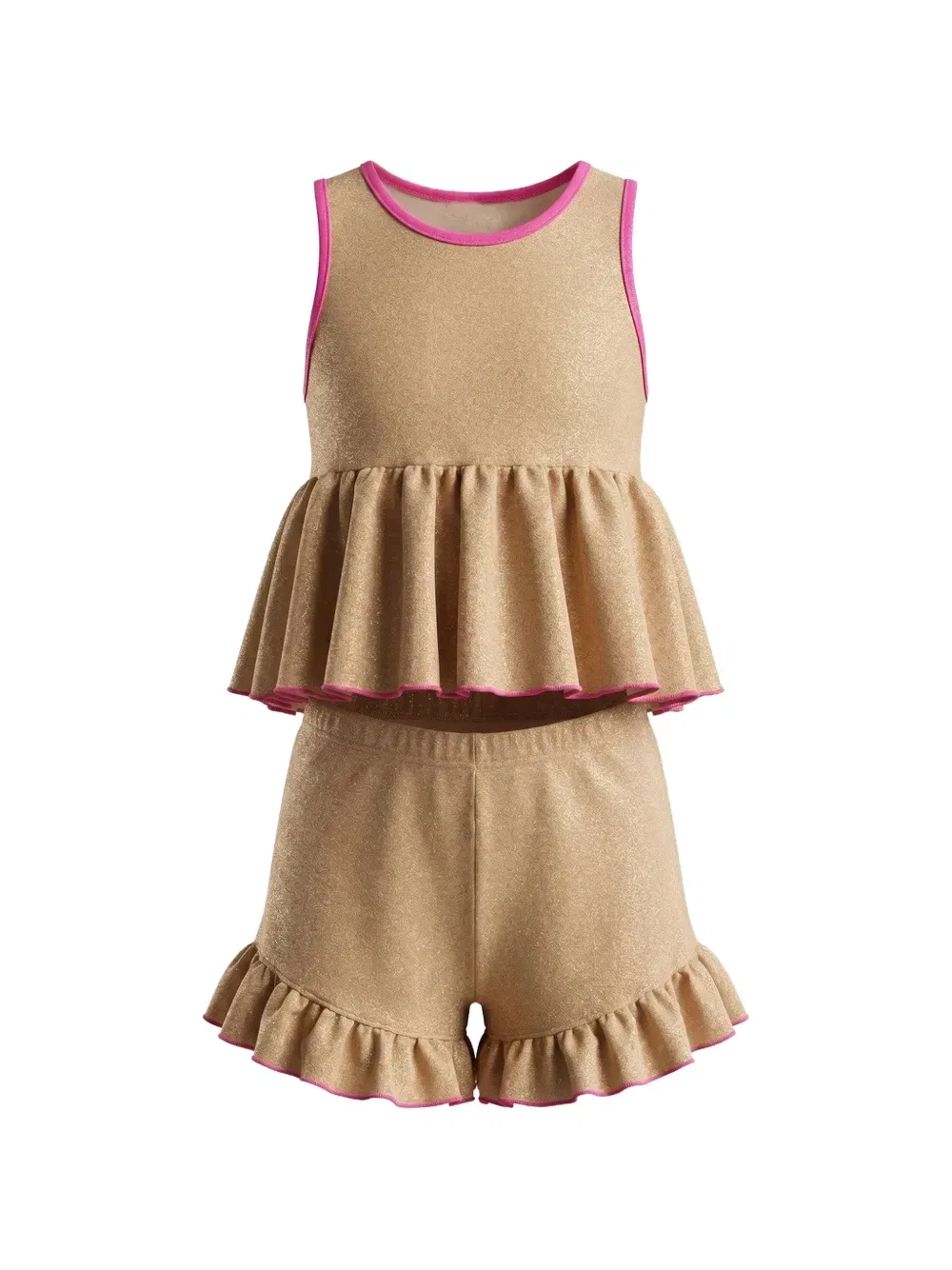 Комплект из топа и шортов с оборками 4GIVENESS KIDS, золотой