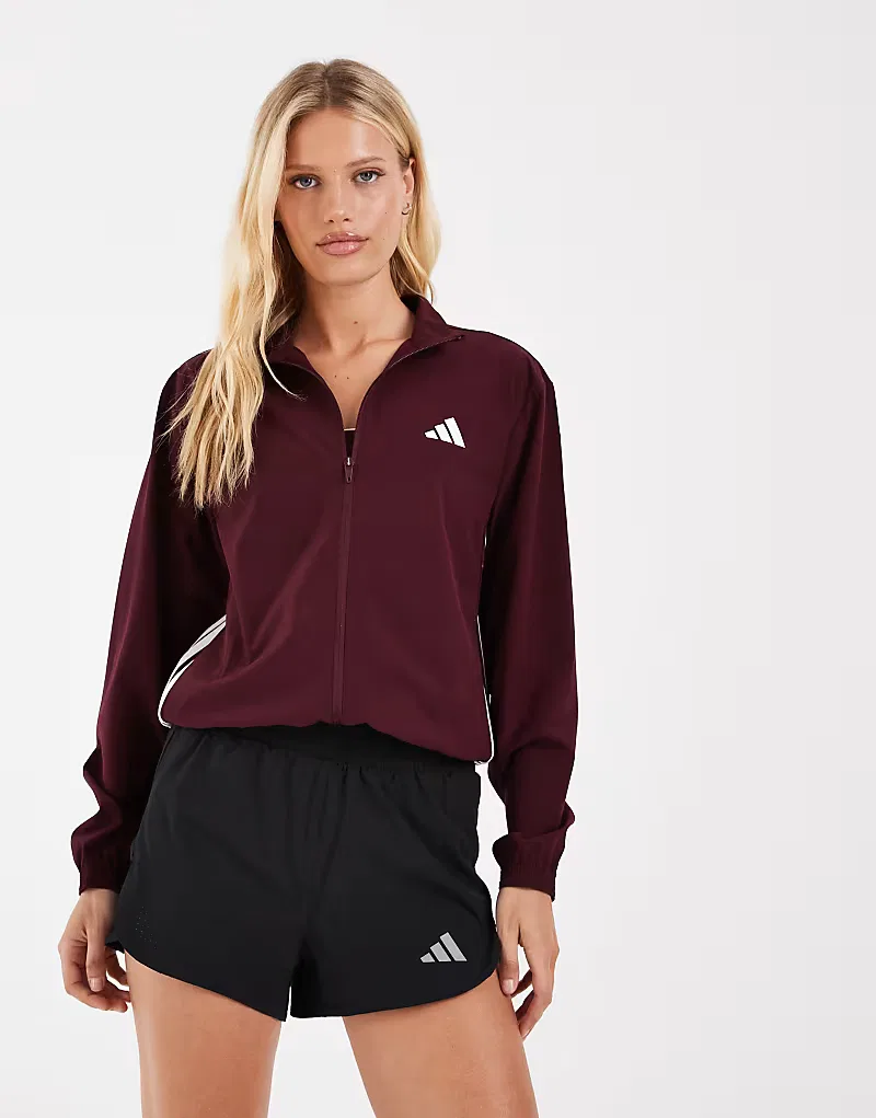 Куртка разминочная тканая Train essentials 3-stripes Adidas Performance, бордовый/белый