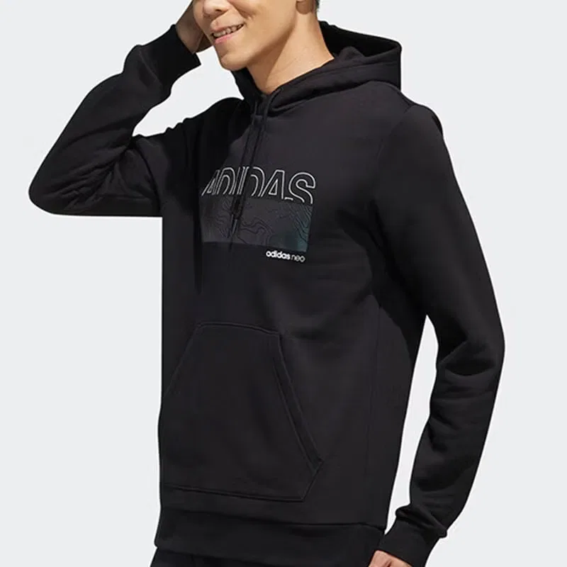 Худи с капюшоном на шнурке Adidas, черный — фото 4